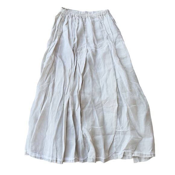 Krista Larson Off White Layered Linen Midi Skirt Size Medium - Picture 2 of 6